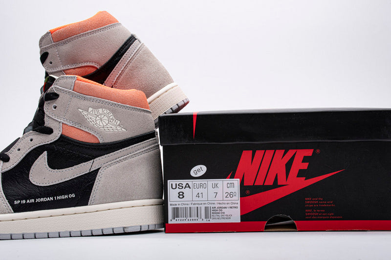 Air Jordan 1 Retro High Neutral Grey Hyper Crimson Reps Sneaker 555088-018
