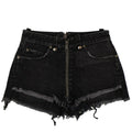 Black Denim Distressed Hem Short Pants