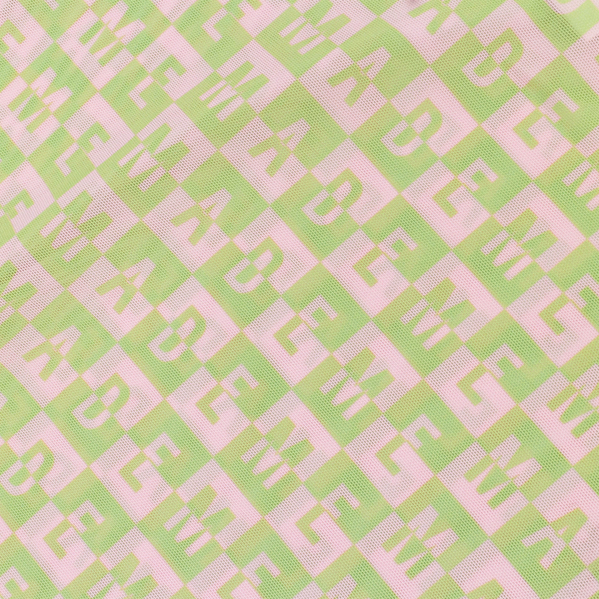 CHECKERED LOGO MESH LONG SLEEVE PINK/GREEN TOP