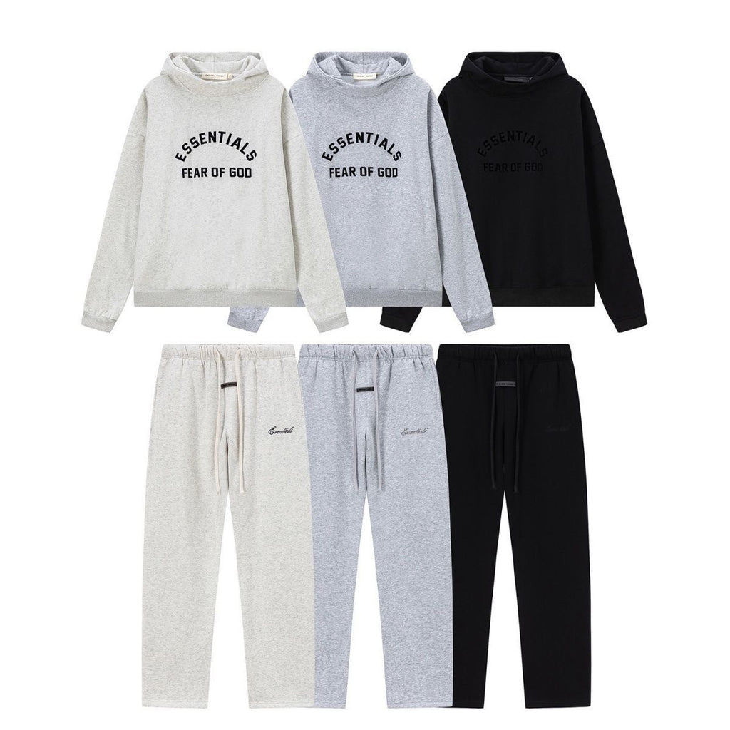 Fear Of God Essentials 3D Silicone Logo Fleece Hoodie Sweatpants Set