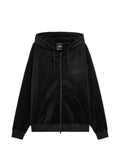 Y-3 velvet-effect logo-print hoodie