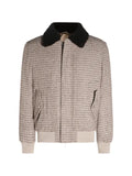 Eleventy checked-pattern shearling-collar jacket