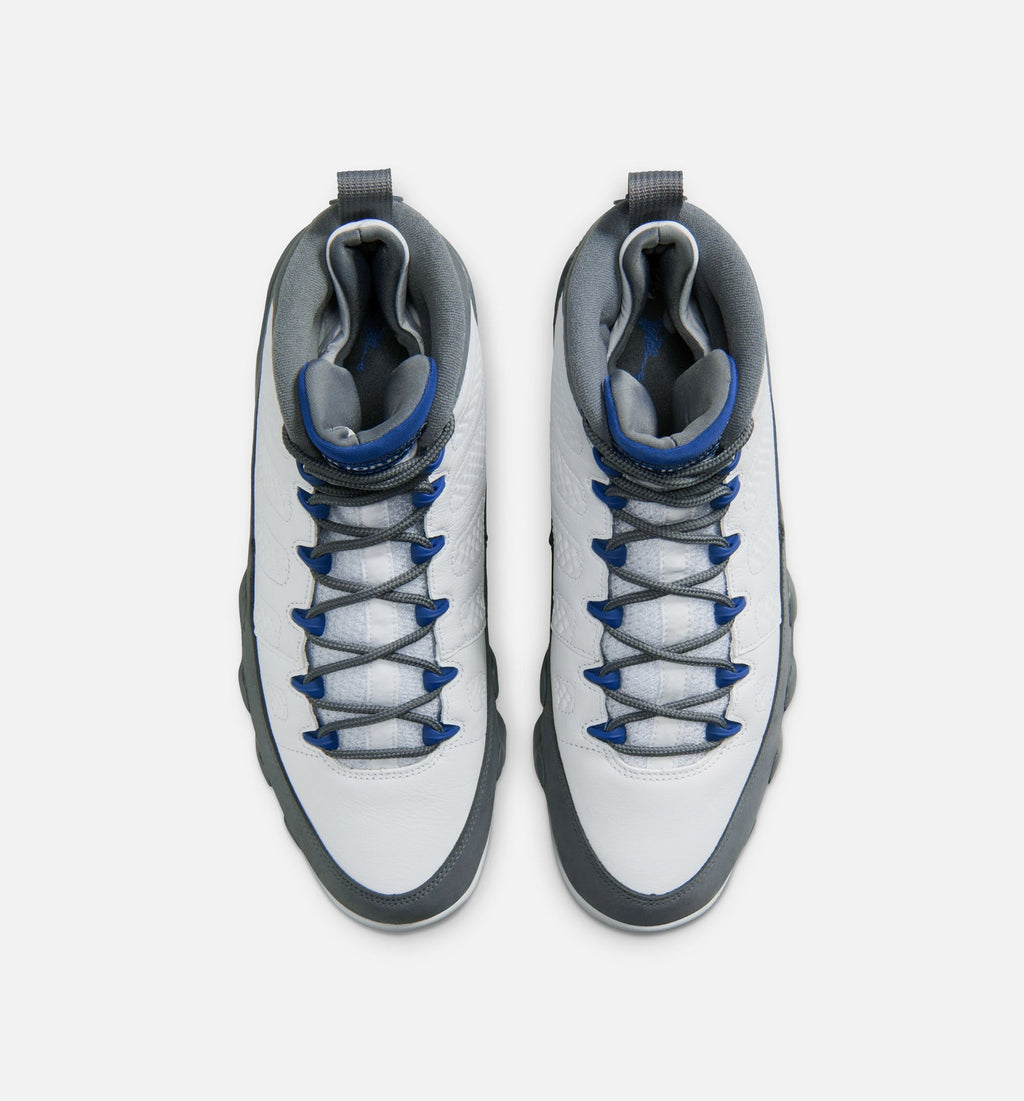 Air Jordan 9 Retro Flint Grey and French Blue Men's Sneakers - White / French Blue / Flint Grey