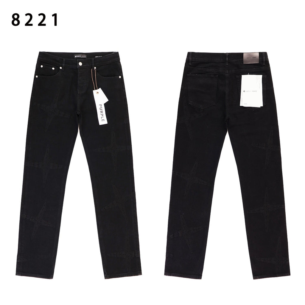 Purple Brand Star Embroidery Skinny Denim Jeans Unisex