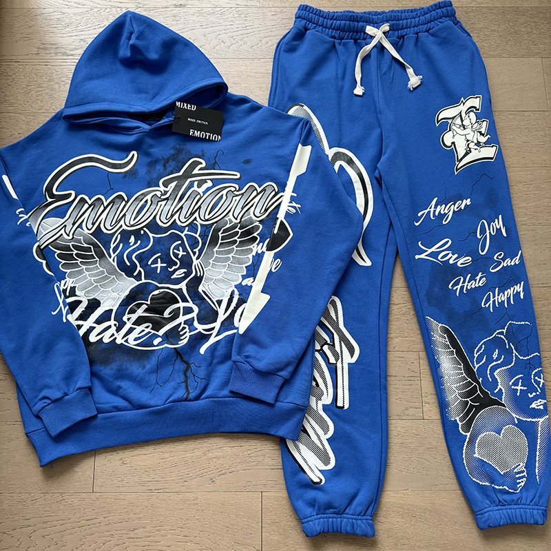 MIXED EMOTION Graffiti Graphic Hoodie & Jogger Matching Set