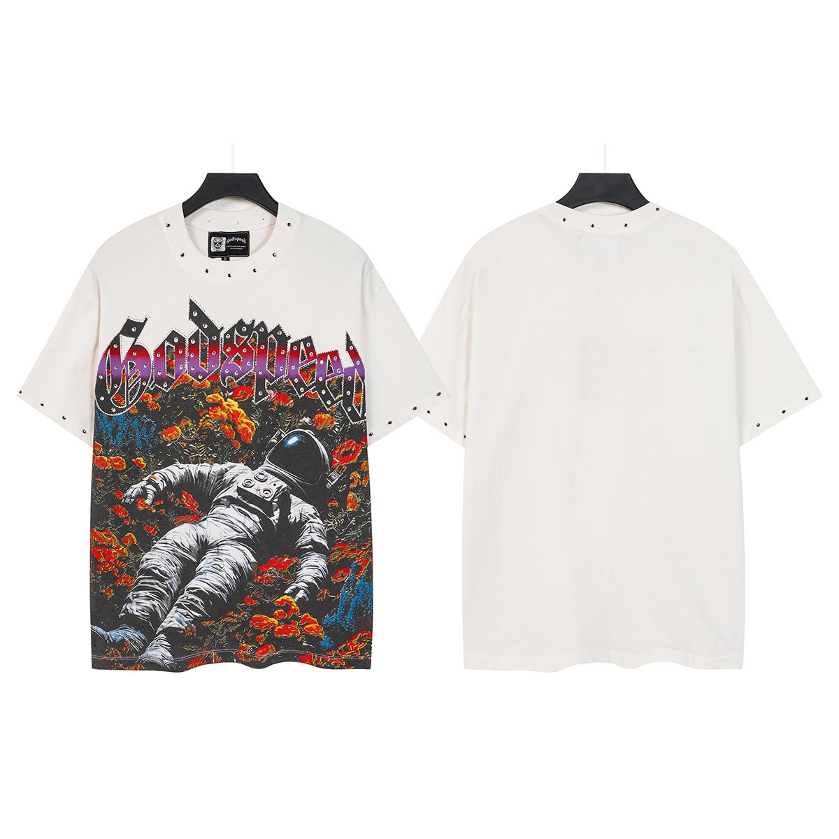 Godspeed Astronaut Flowers Studded Short-Sleeve T-Shirt
