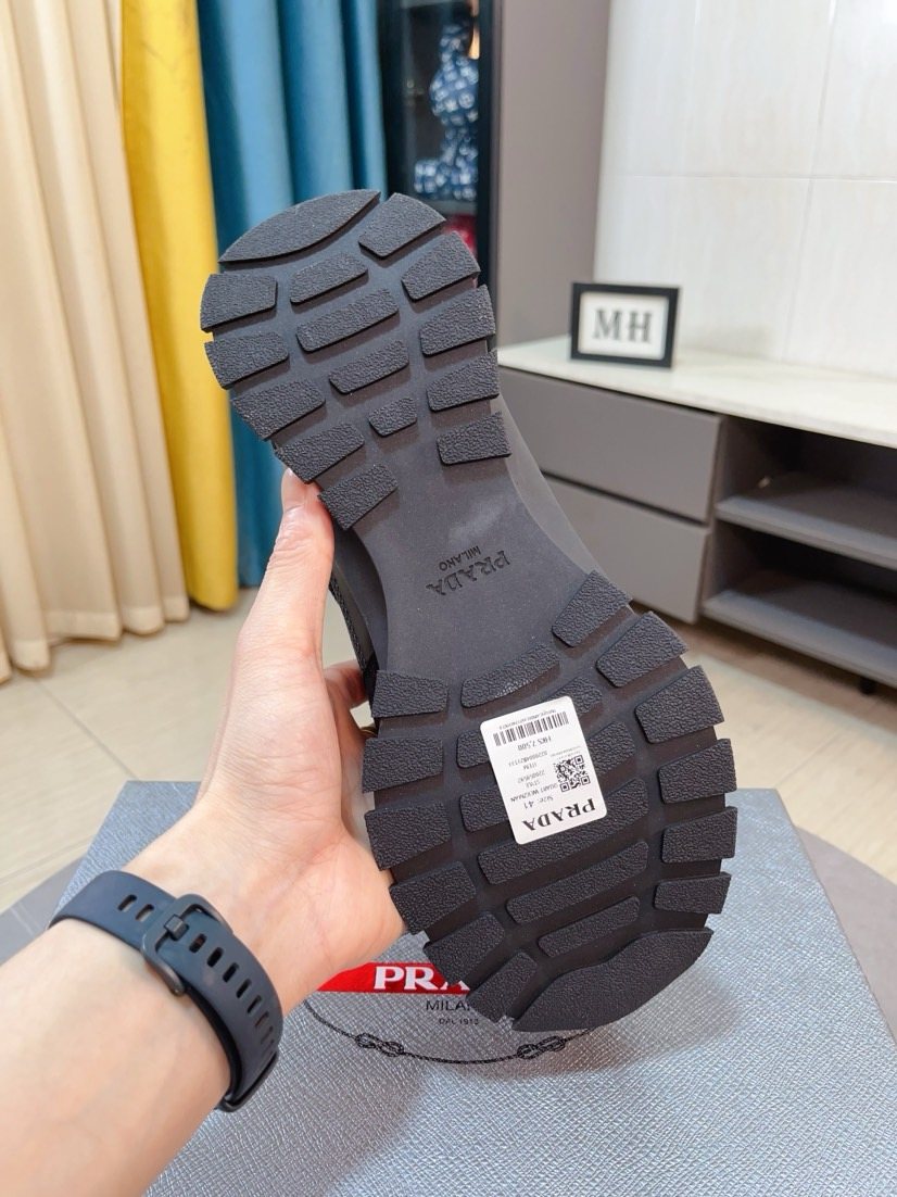 Prada Men's Black and Charcoal Mesh Sneakers