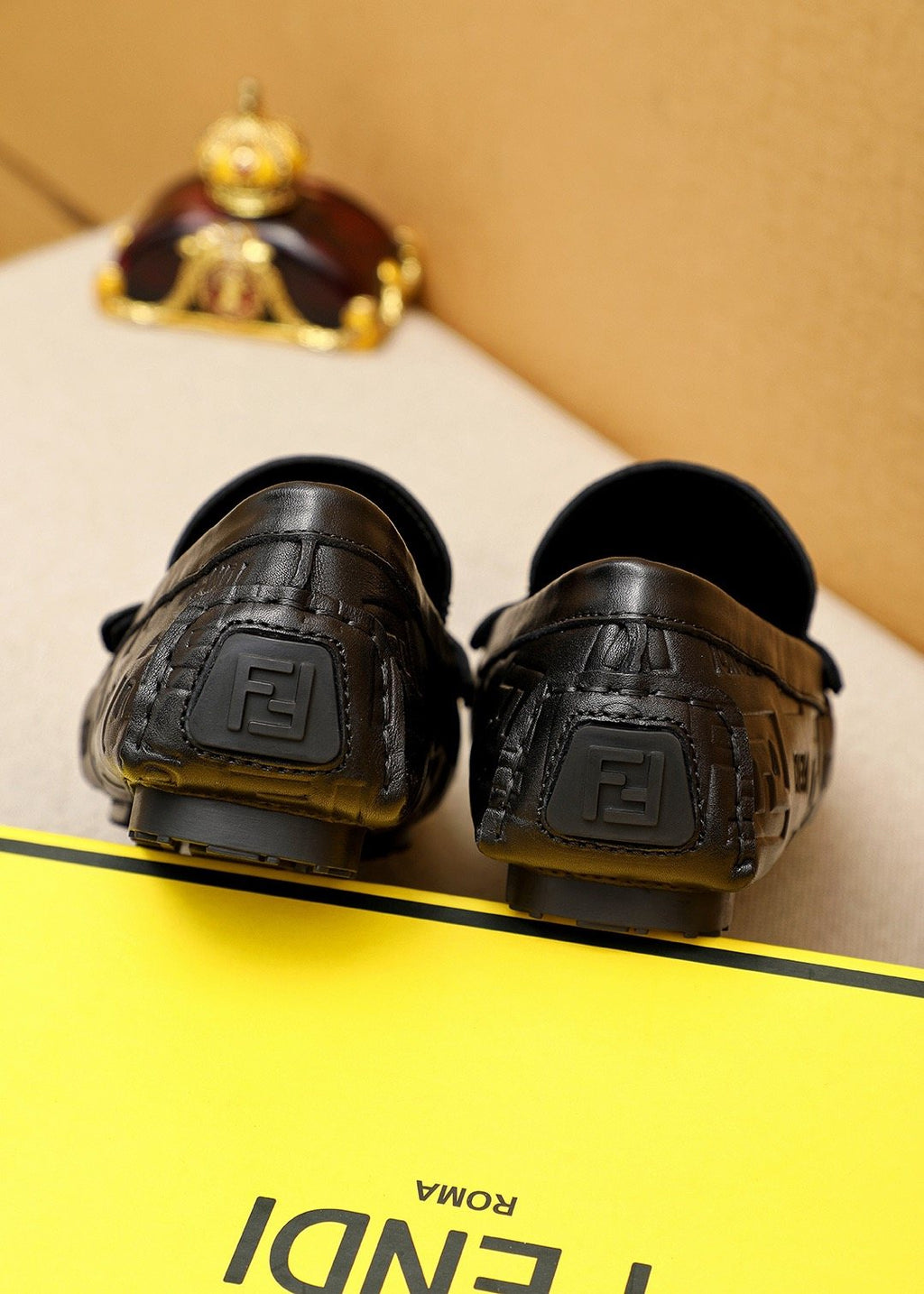 Fendi Black Embossed Loafers