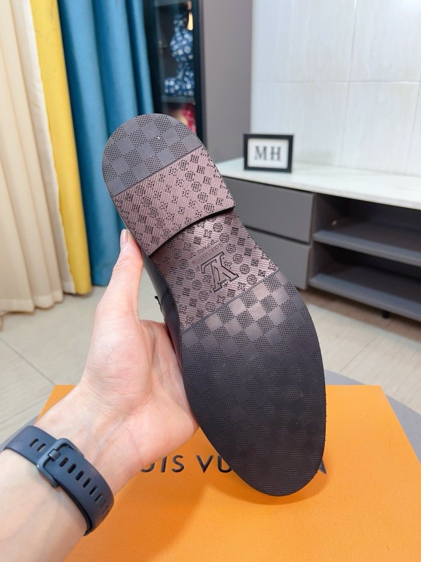 Louis Vuitton Men's Black Logo Hardware Loafers