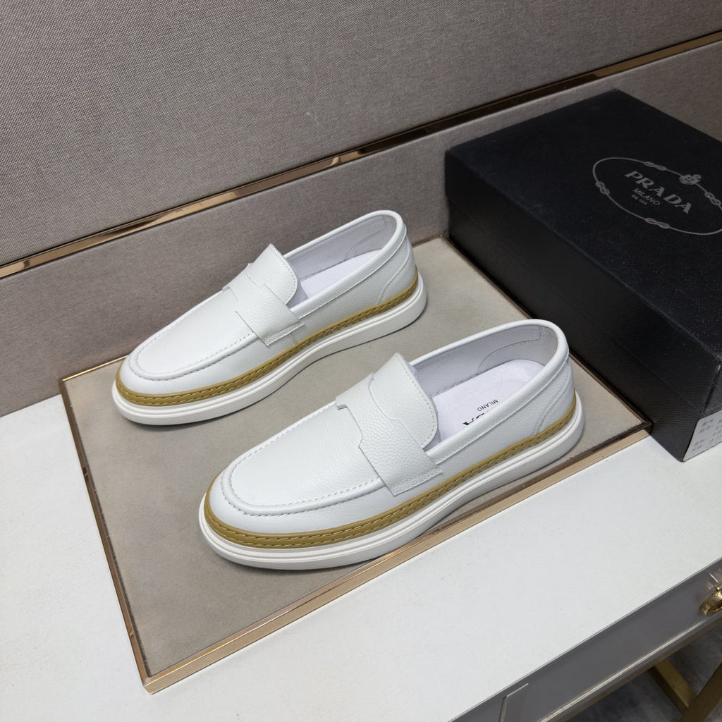 Prada Gold Accent Slip-On Loafers