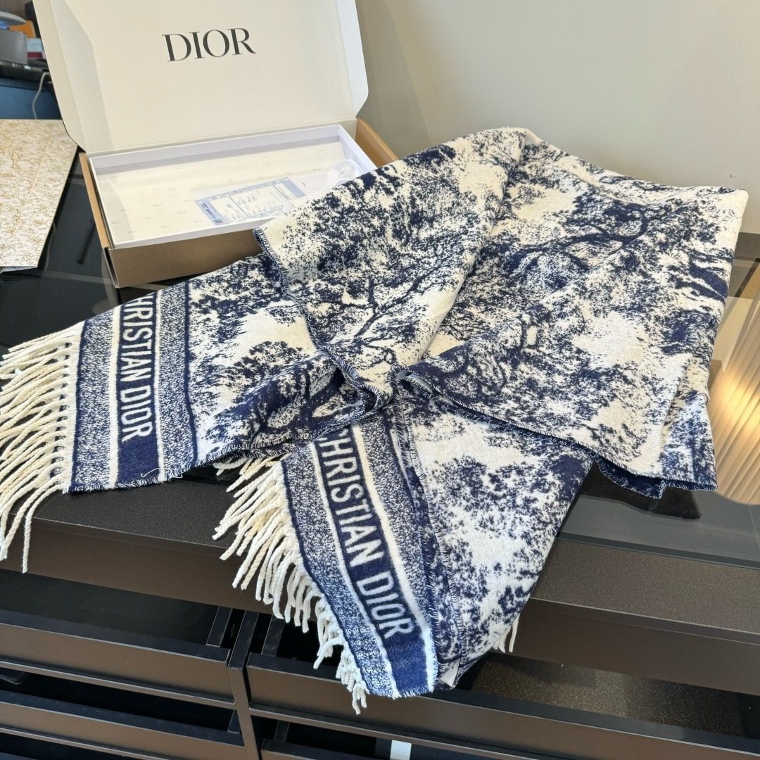 Dior Fringed Toile Square Scarf