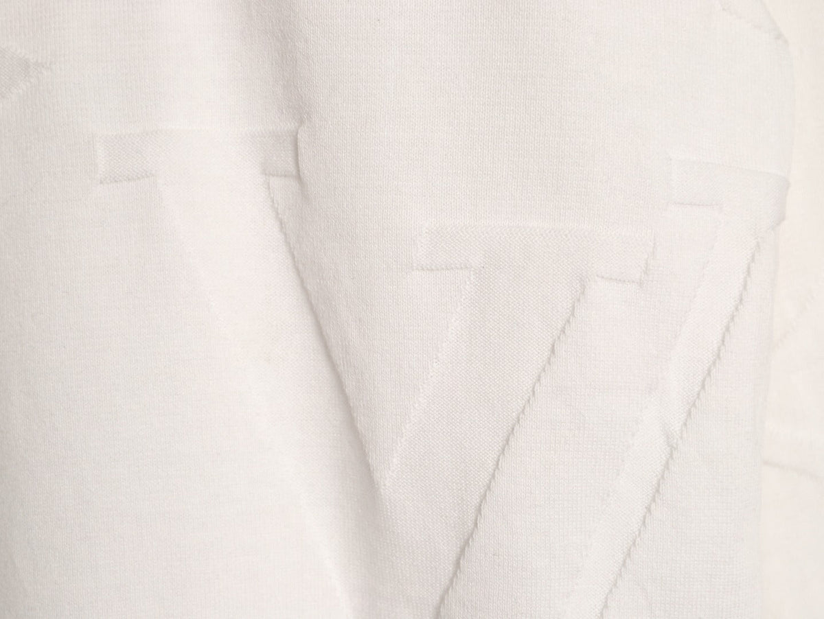 Louis Vuitton Tonal Relief-Style Crewneck Knit Sweater - Cream